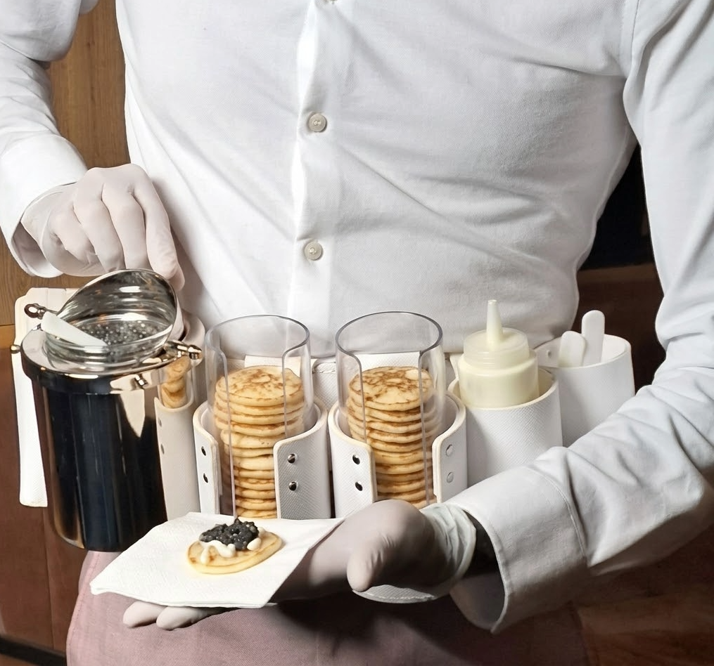 caviar service belt pure white