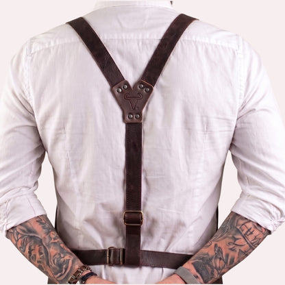 leather suspenders back