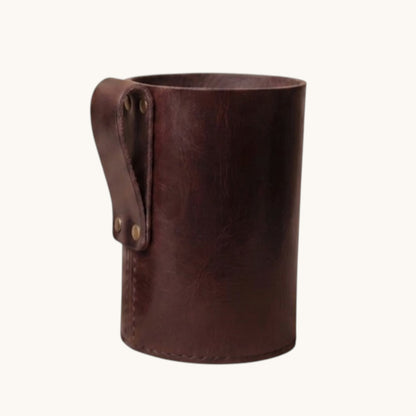 leather wine bottle holder side